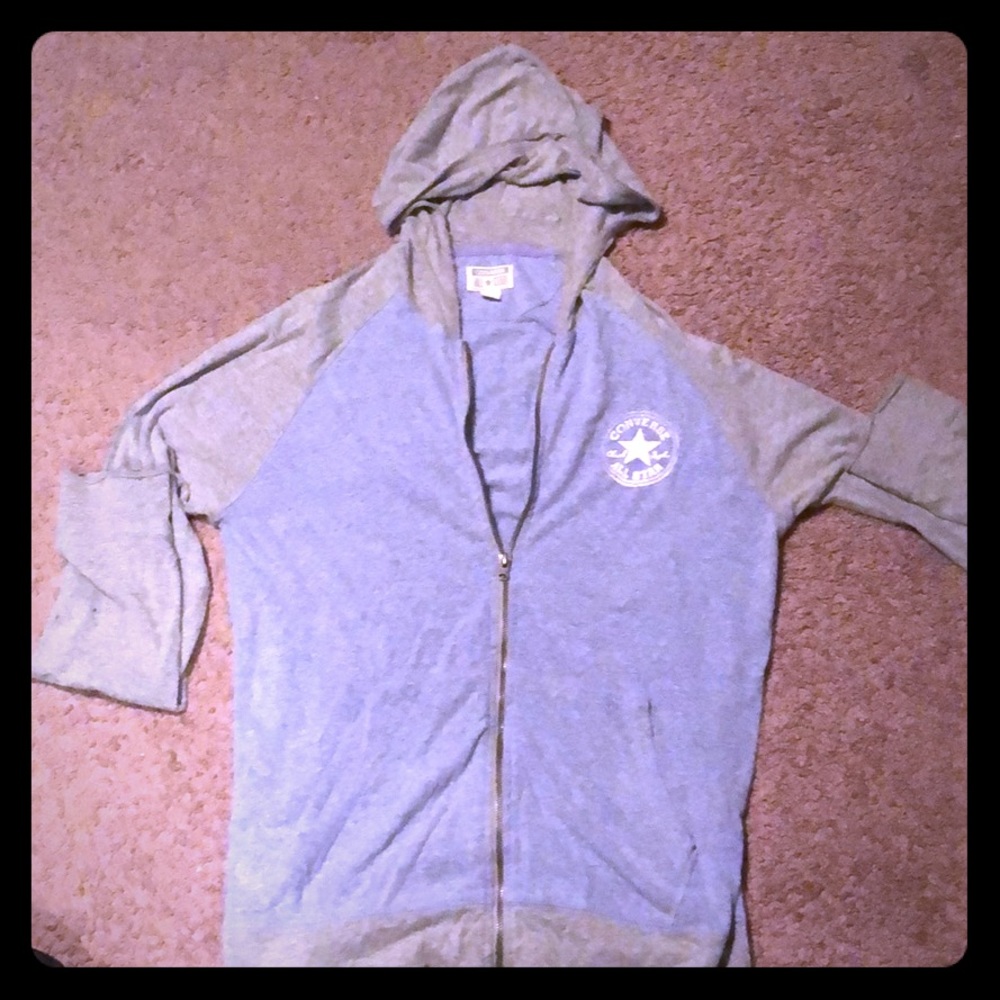 Converse Light Blue and Gray Zip Hoodie